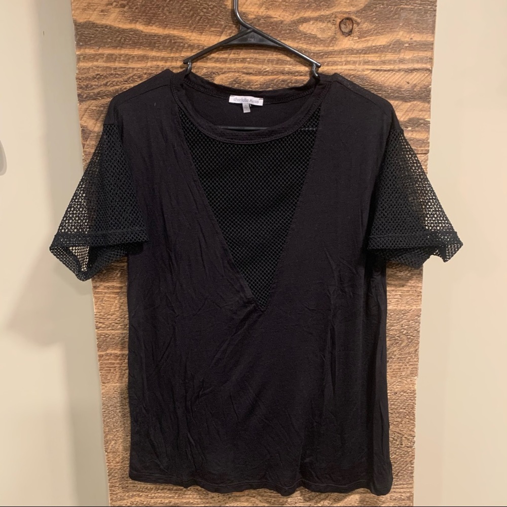 Black Fishnet Sleeve Shirt - NEVER WORN